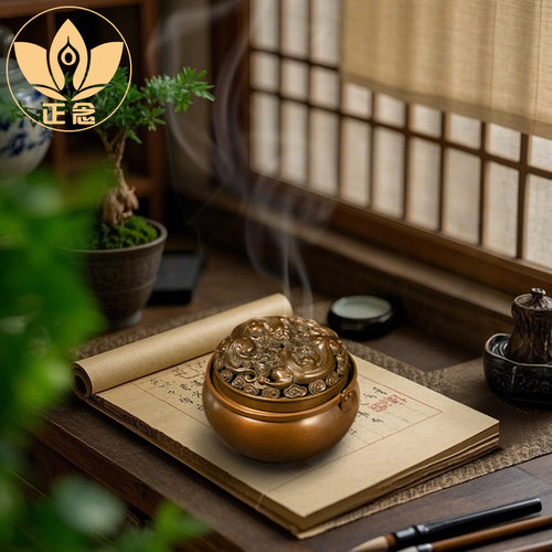 庆松堂苏工铜炉名家胡庆松制提梁圆手炉紫铜复古炉禅意摆件熏香炉