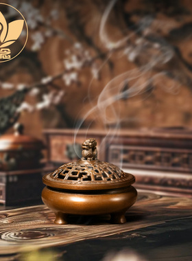 庆松堂苏工铜炉名家胡庆松制鬲式熏炉紫铜复古炉文房摆件禅意熏香