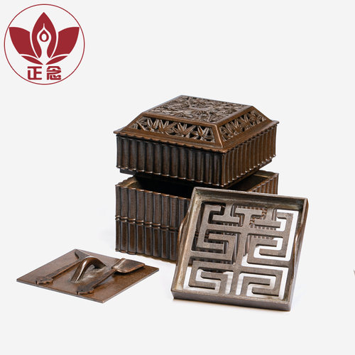 庆松堂苏工铜炉名家胡庆松紫铜竹报平安印香炉拓香打篆复古熏香炉