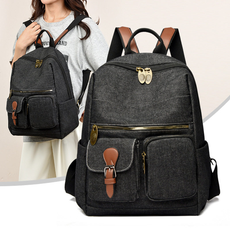 双肩包2025新款时尚百搭潮流韩版轻便休闲帆布包学生书包电脑背包,箱包皮具/热销女包/男包,双肩背包,淘宝优惠券,粉丝福利购,淘宝优惠卷