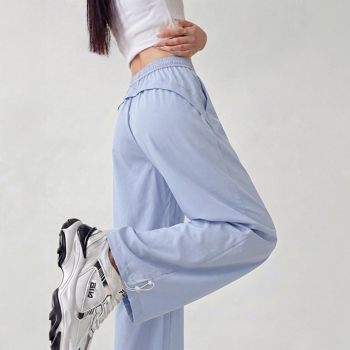蓝色速干工装裤女款2026新款高腰显瘦小个子休闲防晒冲锋运动裤子