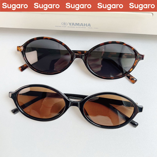 复古书呆子miu风椭圆偏光太阳镜