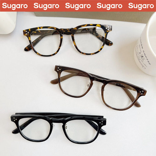 52mm日系复古方框眼镜男女可配近视散光防蓝光圆脸显脸小平光镜潮