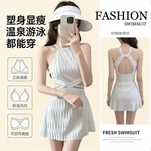 气质度假性感泳装 遮肚显瘦保守夏季 2025新款 连体泳衣女泡温泉裙式