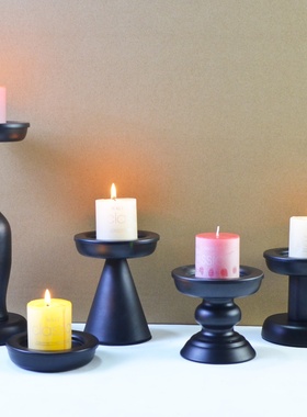 AMZ新款创意铁艺蜡烛盘黑色美式香薰蜡烛杯浪漫气氛装饰蜡烛台