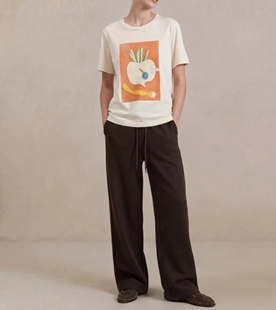 2026新款禾家全棉短袖油画T恤女韩版宽松半袖套头圆领上衣XT6025