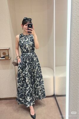 2026春季新款纯棉水墨印花国风无袖女收腰气质显瘦连衣裙MK2762