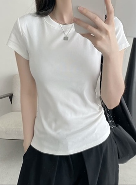 2026新款外贸单圆领棉透气短袖T恤女宽松显瘦休闲百搭上衣9Ha260