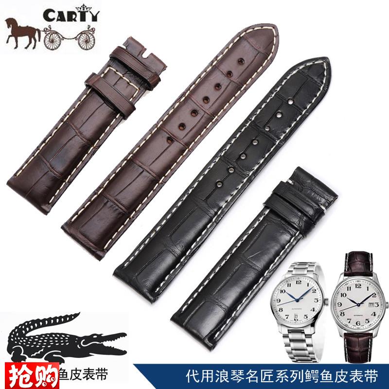 Carty通用正品鳄n鱼皮真皮手表带代用名匠军旗康卡斯男女14-22mm