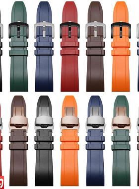 顾逸橡胶表带适用帝舵欧米茄浪琴康卡斯劳I力士20mm防水运动硅胶