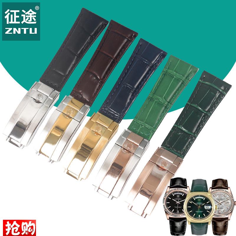 征途真皮表带男适用劳力士ROLEX绿黑水鬼迪通拿潜航者手表.带20mm