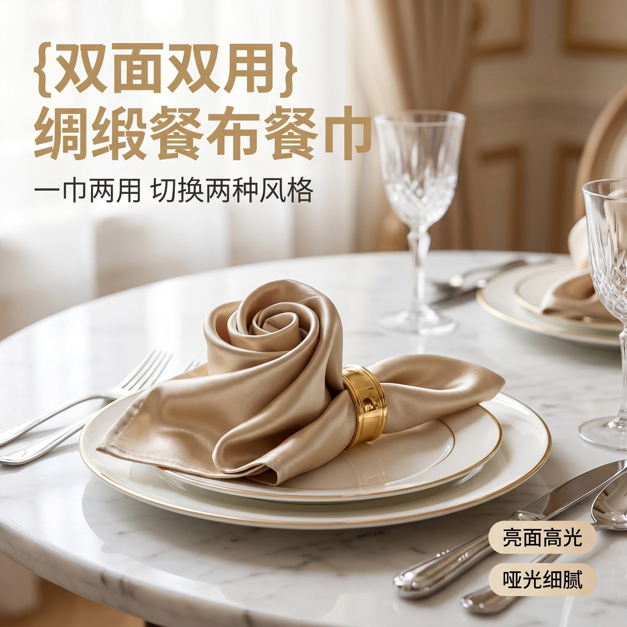 缎面高档口布酒店专用擦杯布西餐餐巾布餐饮席巾布折花方巾定制