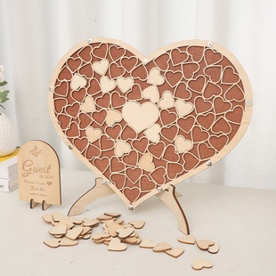 婚礼签到台卡心形婚礼装饰摆台木制工艺品摆件 户外婚礼签到卡片