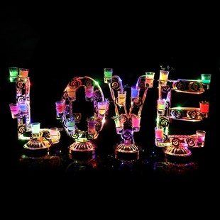 LOVE鸡尾酒发光杯架生日派对酒吧KTV杯架1314香槟酒架520子弹杯架