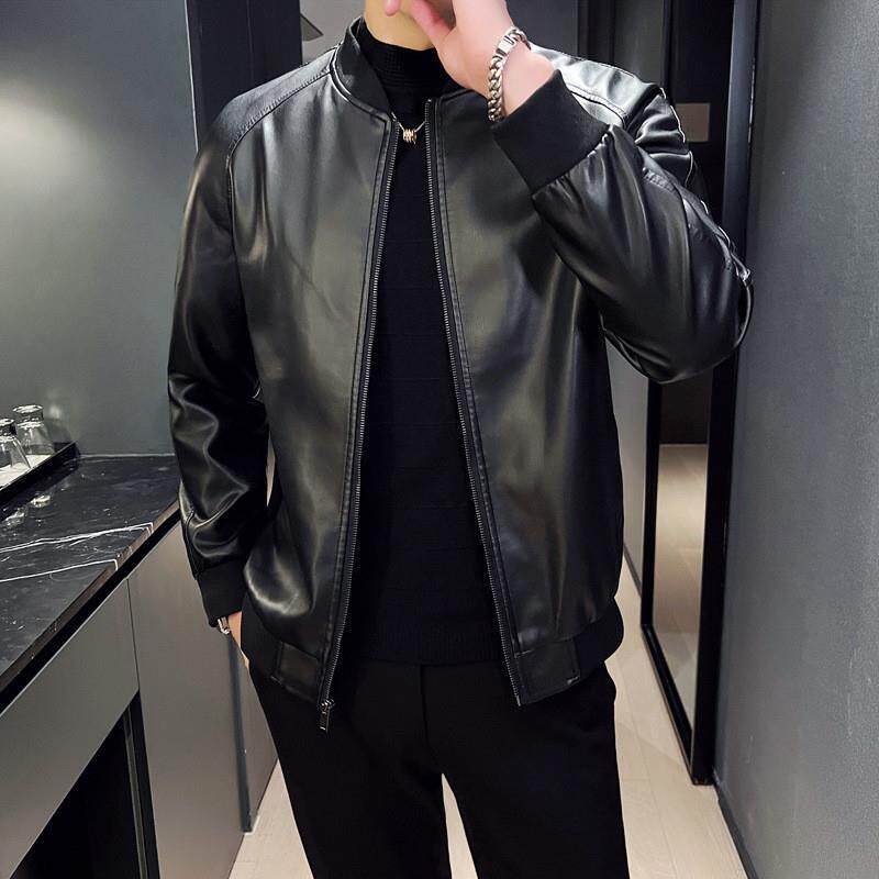 外贸2026春秋季机车外套青少年男士立领PU夹克防风保暖休闲皮衣男