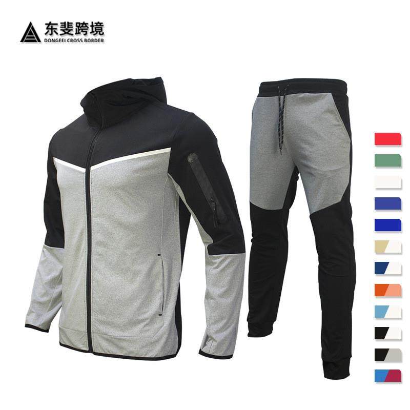 欧美跨境热卖2026潮男士套装春秋运动服休闲外套卫衣精品两件套