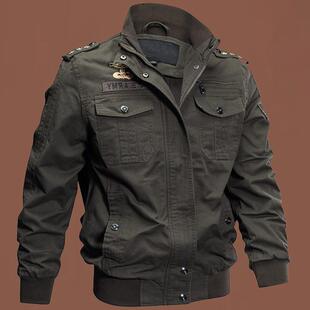 宽松立领上衣 夹克大码 外套男2026春秋新款 多袋户外纯棉休闲工装