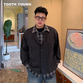 叠影重重 假两件衬衫 拼接宽松冬季 郑一爱穿搭 男生衬衫 外套