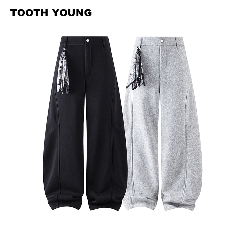 郑一爱穿搭【腰果花卫裤】420g加绒冬季保暖方巾装饰男弯刀休闲裤