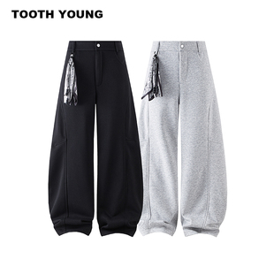 饰男弯刀休闲裤 郑一爱穿搭 保暖方巾装 420g加绒冬季 腰果花卫裤