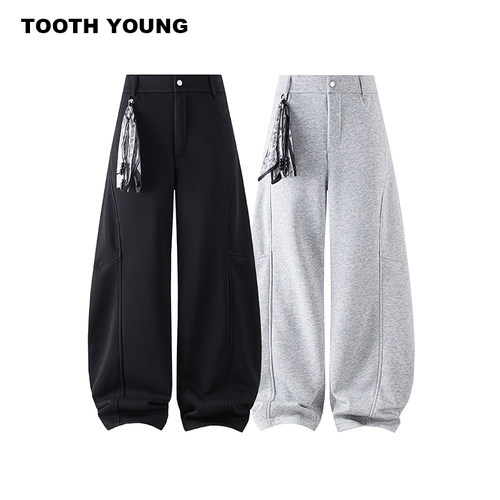 郑一爱穿搭【腰果花卫裤】420g加绒冬季保暖方巾装饰男弯刀休闲裤