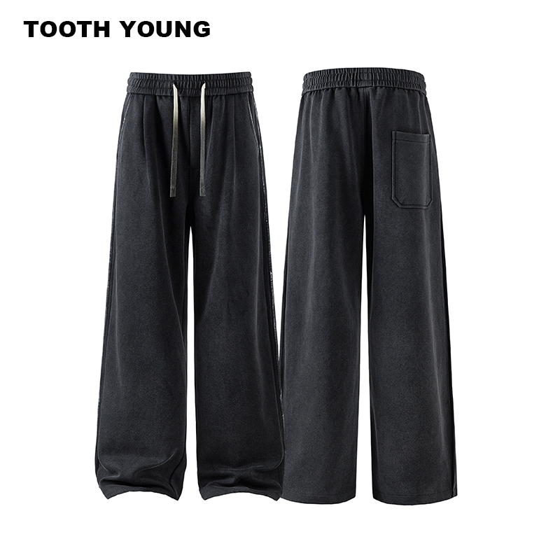 郑一爱穿搭【恒温裤】水洗做旧宽松阔腿男士休闲直筒大码秋季卫裤