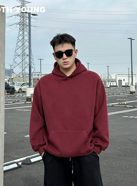 郑一爱穿搭【基础卫衣】重磅420g宽松大码休闲纯色连帽长袖卫衣