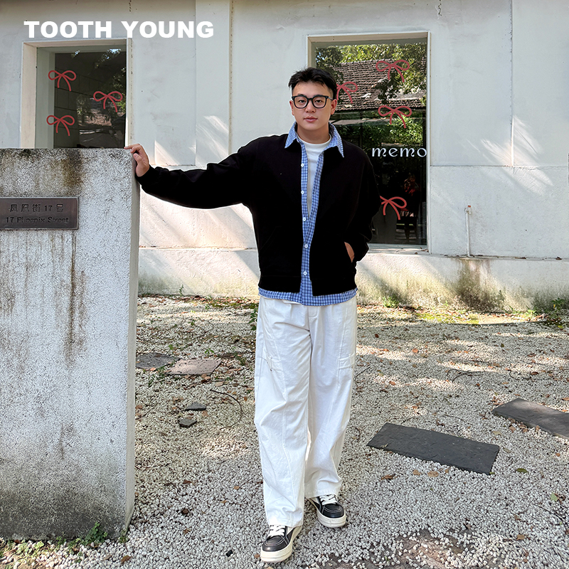 郑一爱穿搭【秋意浓】假两件拼接格子秋季圆领宽松格纹大码卫衣