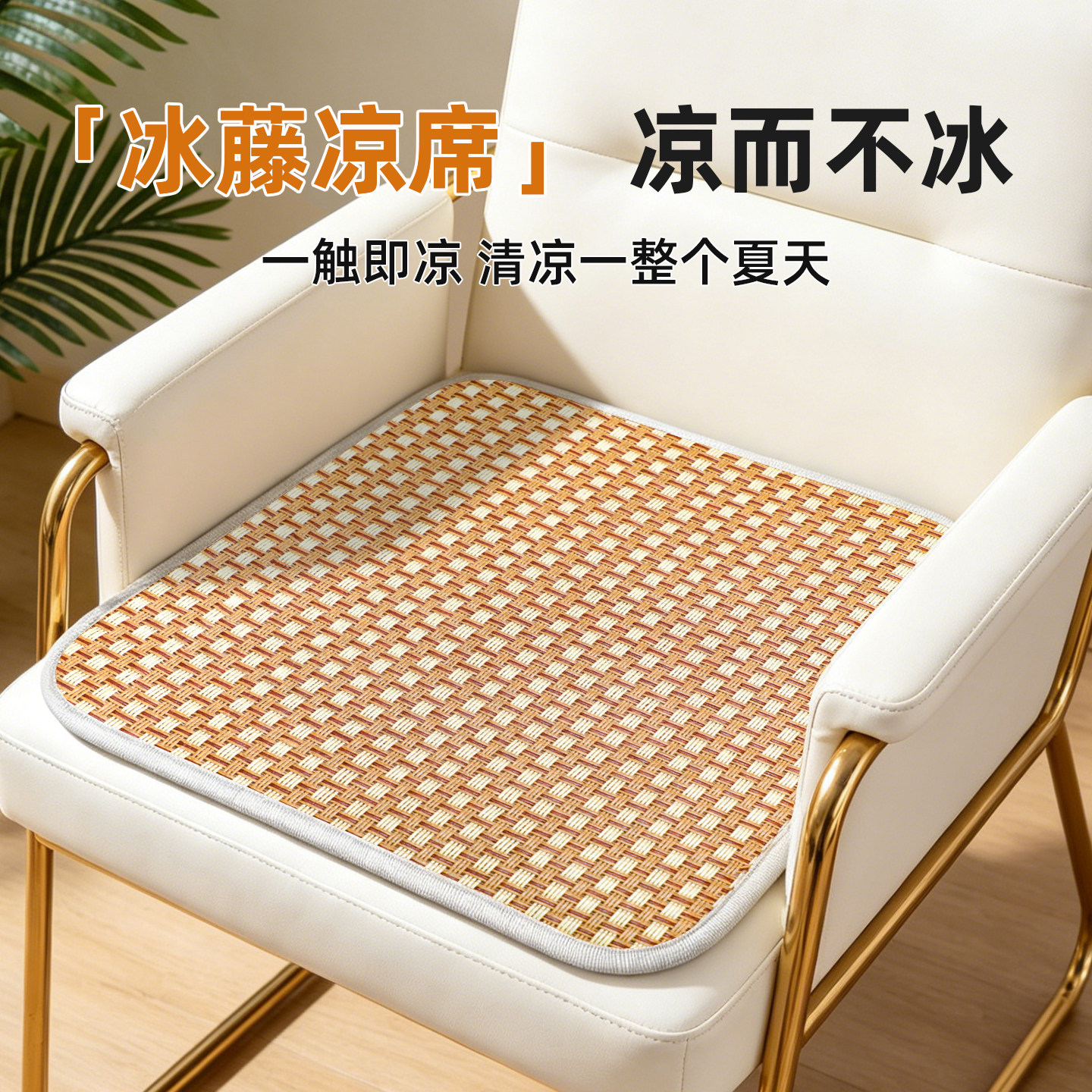 夏季透气麻将藤竹凉席椅垫图片