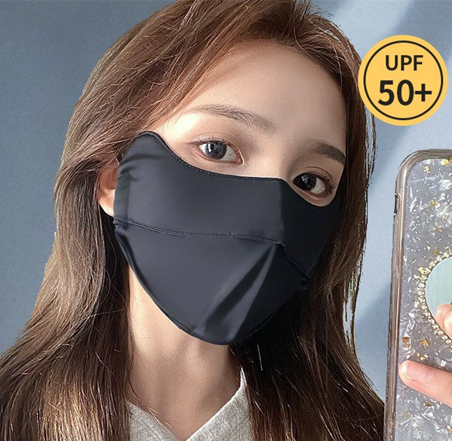 透气防晒口罩防紫外线女夏季薄款冰丝降温网红口鼻面罩护眼角