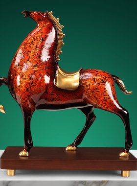 大漆铜马摆件全铜马到成功