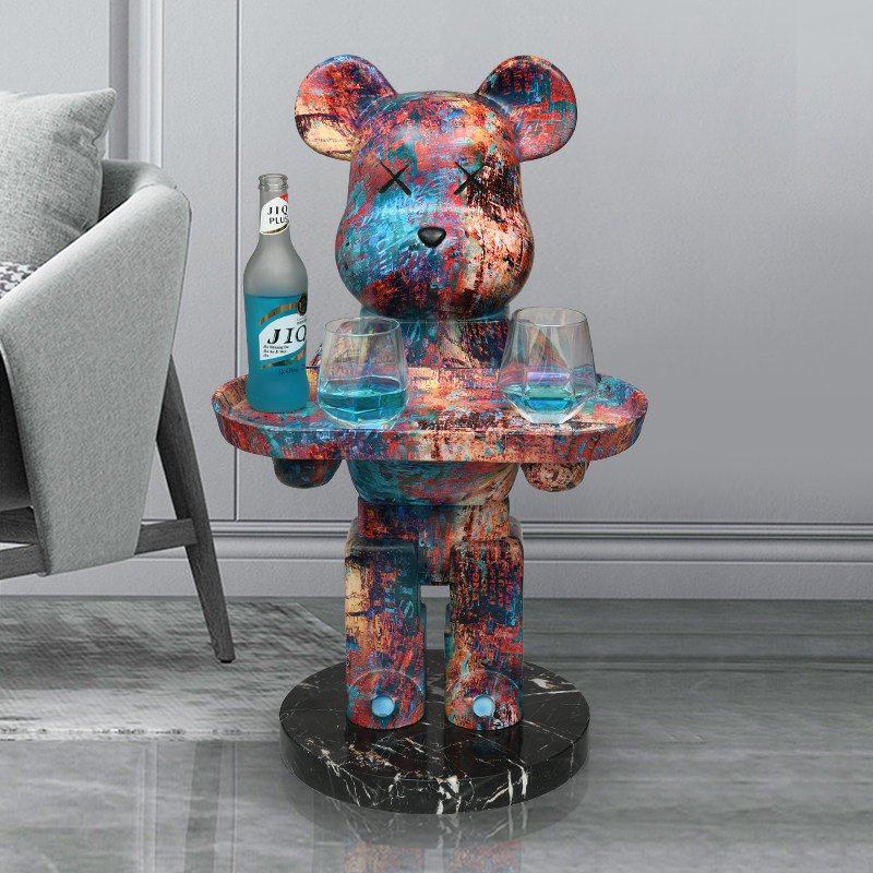 网红公仔暴力熊落地托盘摆件