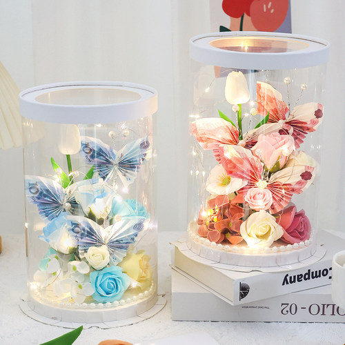 diy蝴蝶仿真花礼盒创意土豪花