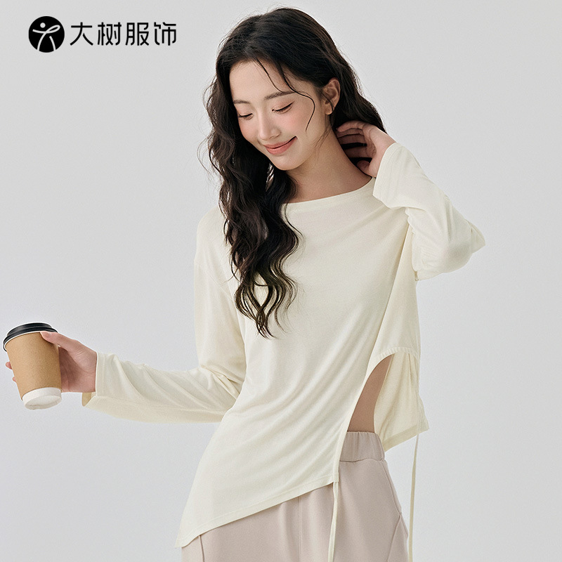 宁波大树服饰有限公司性感镂空抽绳宽松透气普拉提运动罩衫女长袖