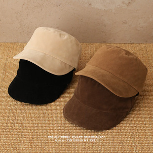 秋冬复古马术帽韩版气质高级平顶麂皮绒报童帽女生英伦风贝雷帽子