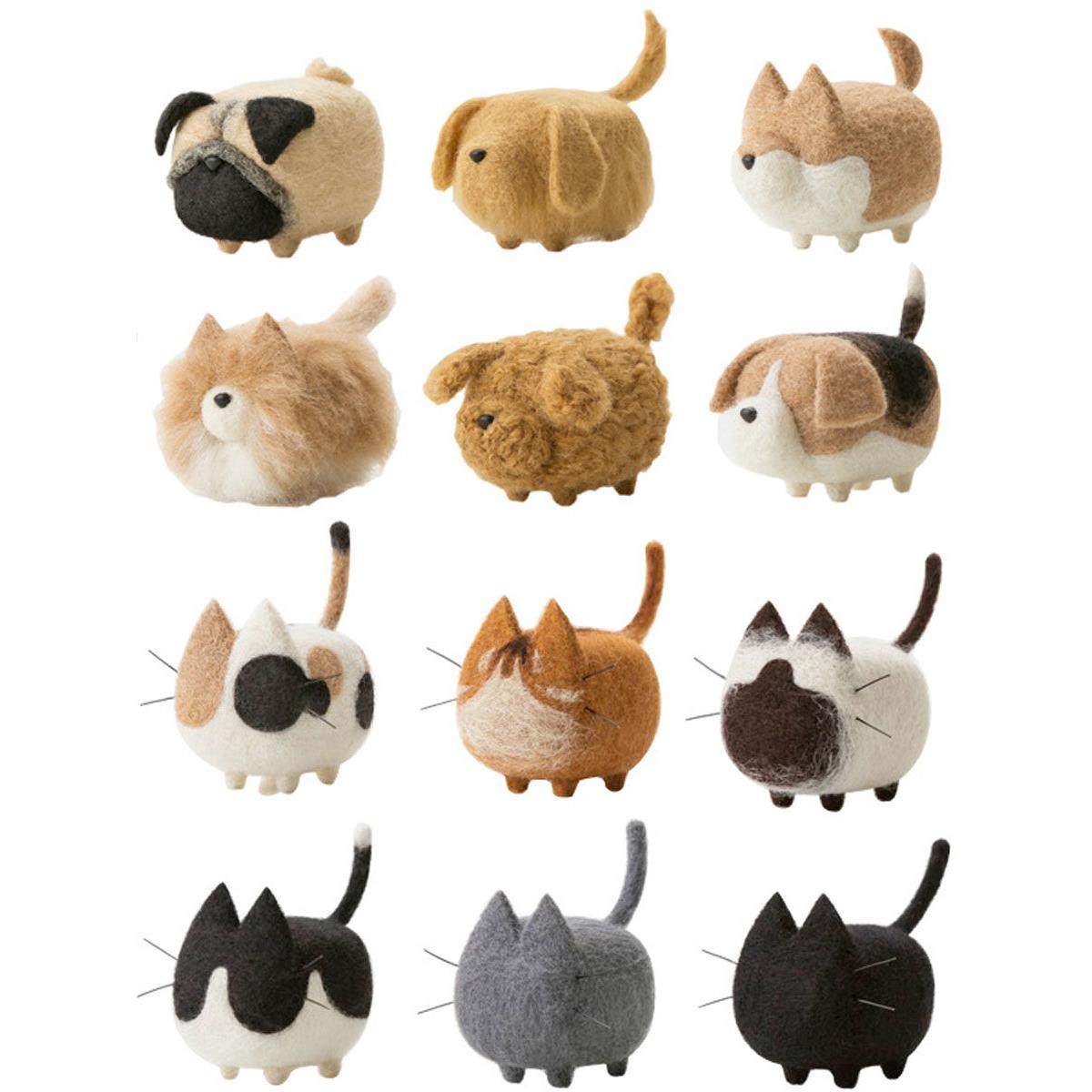 羊毛毛毡完成柯基巴哥泰迪猫和狗纯手工毛绒娃娃暹罗橙色猫汽车装,居家布艺,缝纫DIY材料套装,淘宝优惠券,粉丝福利购,淘宝优惠卷