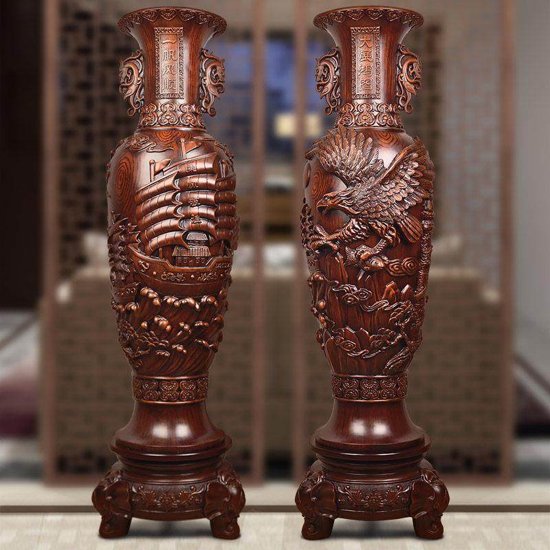 花瓶摆件一对大号落地大型中式办公室酒店大厅客厅电视柜两边装饰