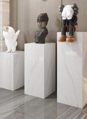 岩板底座花架定制轻奢装饰工艺品玄关客厅电视柜沙发旁边落地摆件