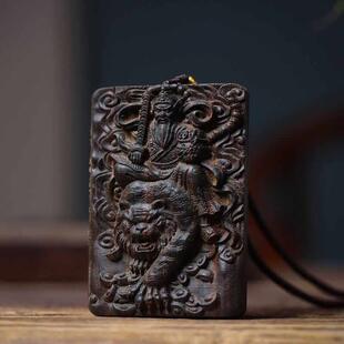 沉香木北路财神赵公明项链吊坠脖挂神像车挂件武财神爷手把件佛牌