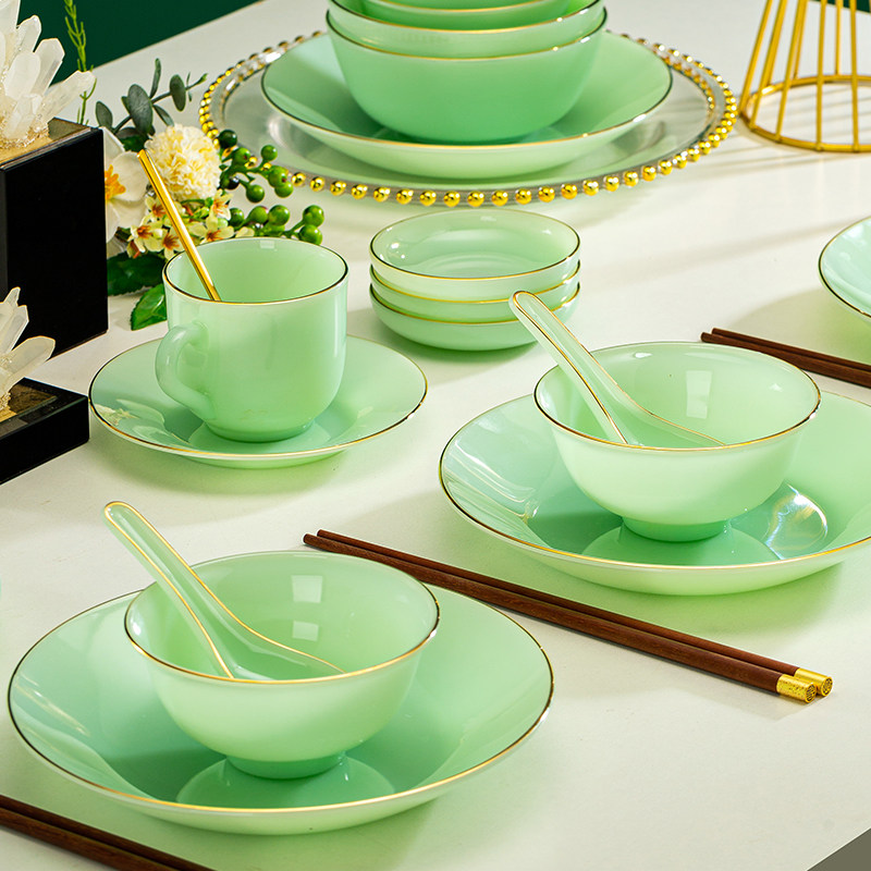泰国进口高端餐具壁玉绿青玉瓷系列轻奢骨瓷餐具碗会所定制开业礼,餐饮具,碗,淘宝优惠券,粉丝福利购,淘宝优惠卷