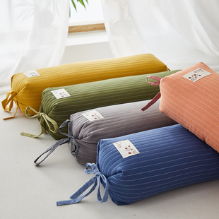 颈椎枕荞麦圆枕头护颈椎助睡眠全棉绗缝枕芯圆柱糖果枕睡觉专用