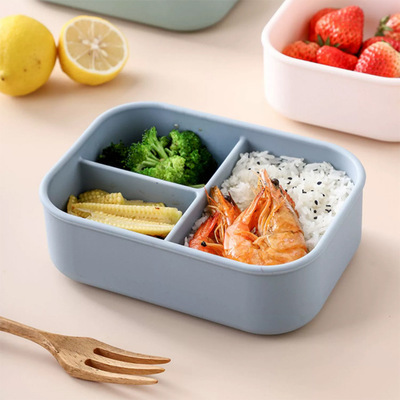 纯矽胶饭盒密封保鲜食品级微波炉加热水果便当盒大容量可携式分格