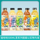 娃哈哈冰红茶500ml龙井水果绿茶蜜桃乌龙蜂蜜柚子茶混装 休闲饮料