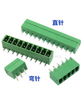 3.81MM绿色插拔式接线端子15EDG直针弯针2P/3/4/5/6/7/8/9/10/12P
