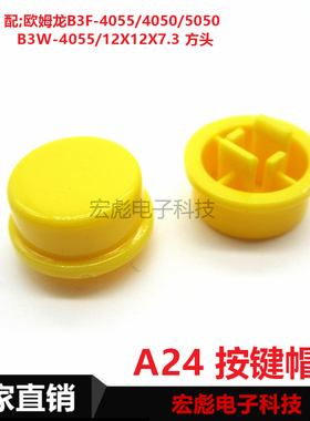 配B3F-4055 4050 5050方头带柱12*12*7.3轻触开关 A24按键帽 圆形