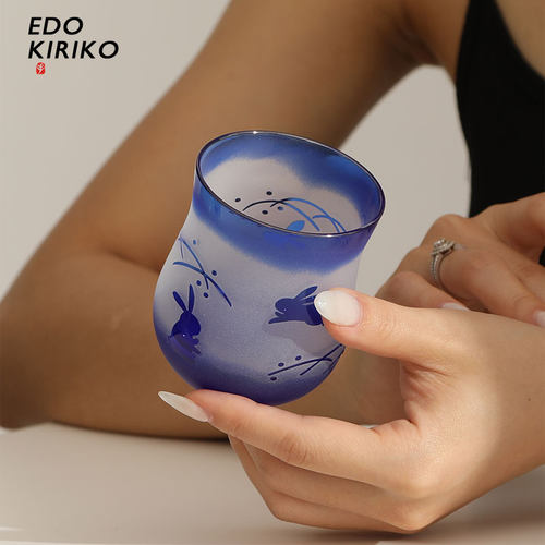 月兔酒杯日式复古中古江户切子