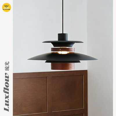 日式中古胡桃木北欧吊灯