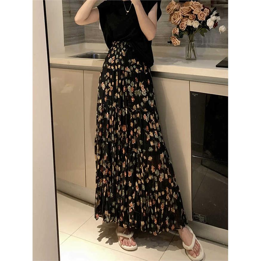 雪纺郁金香碎花半身裙女2