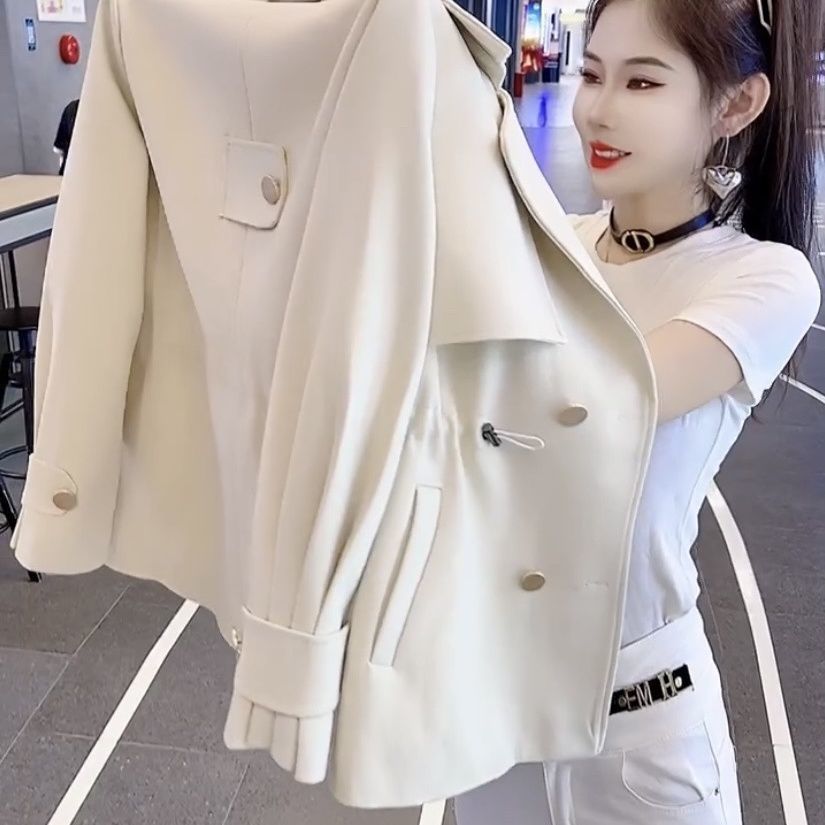 网红爆款短版风衣女轻奢