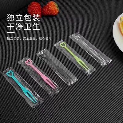 一次性水果加厚包装塑料独立透明叉子KTV酒吧商用蛋糕 家用